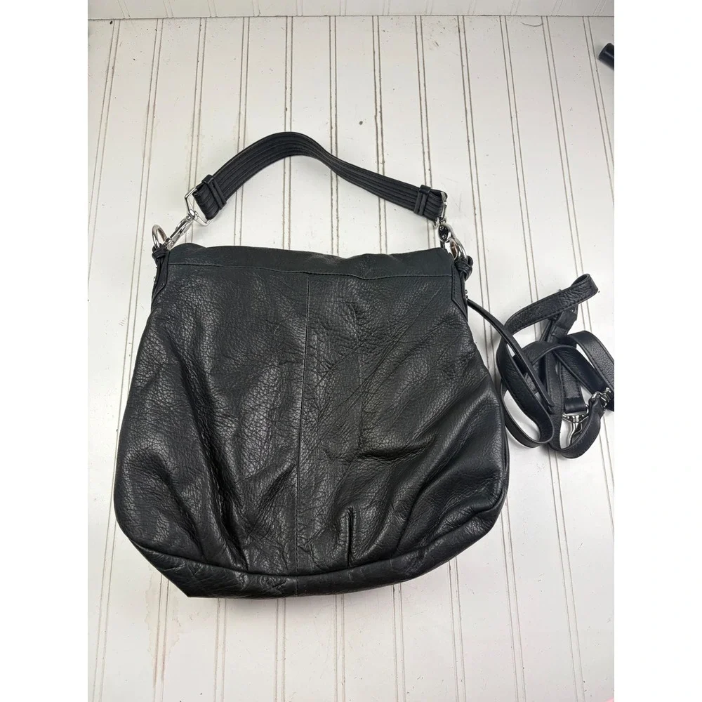 Margot Vintage Y2K Soft Black Leather Shoulder Hobo Boho Fold Over Bag